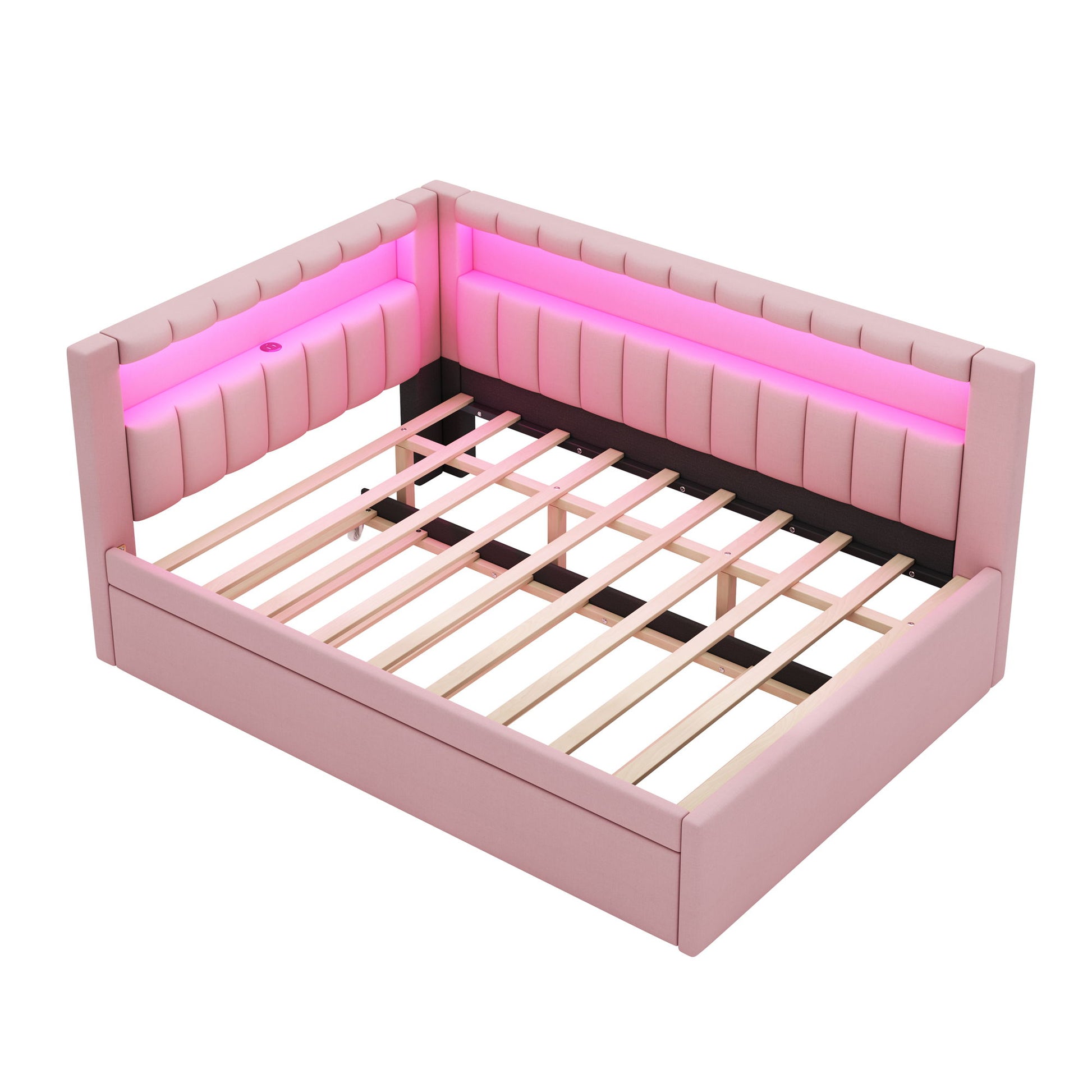 Upholstered Platform Bed With USB Ports And LED Belt - The Sleep Loft - Online Mattress Showroom NYC