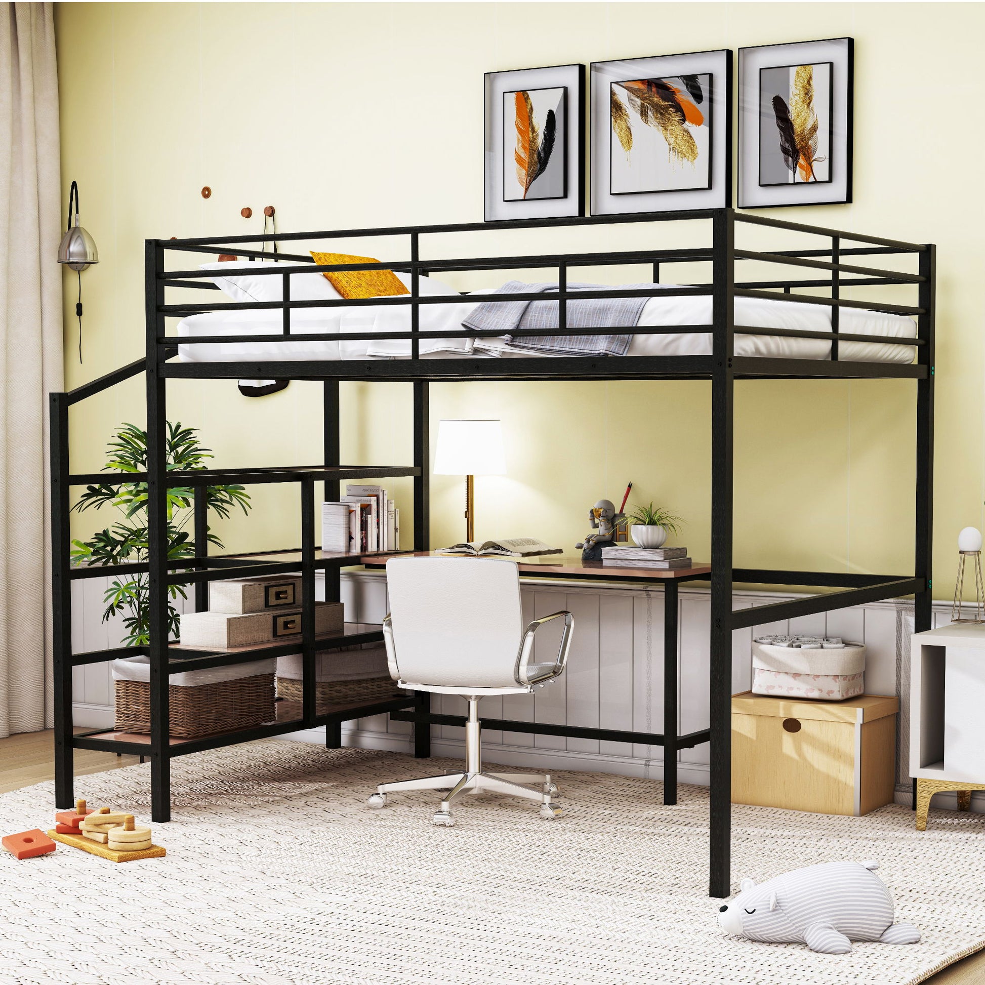 Loft Bed With Desk And Lateral Storage Ladder - The Sleep Loft - Online Mattress Showroom NYC