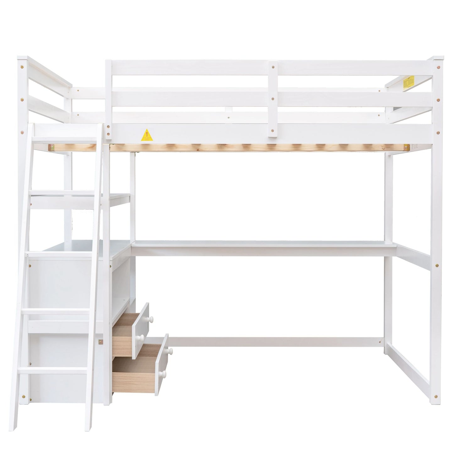Modern Loft Bed With Built In Desk, Shelves, And 2 Drawers - The Sleep Loft - Online Mattress Showroom NYC