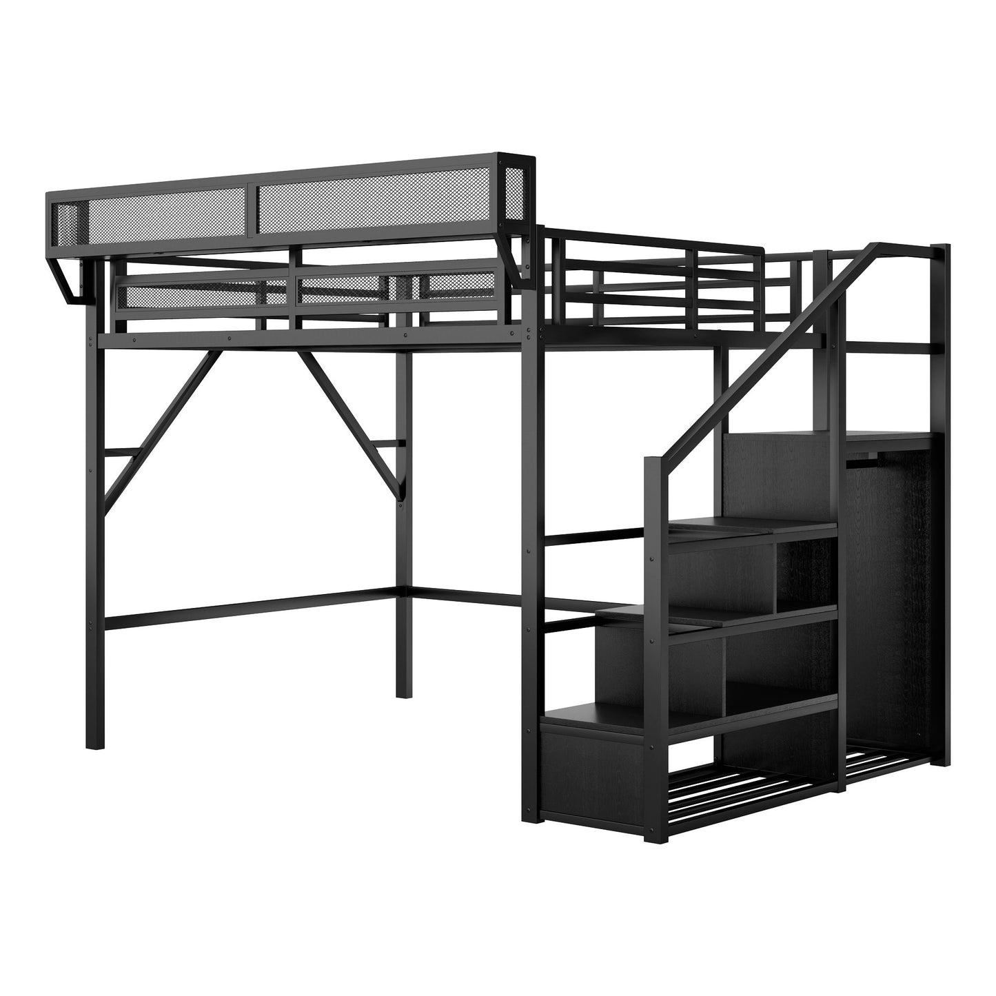 Loft Bed With Storage Shelves, Wardrobe - The Sleep Loft - Online Mattress Showroom NYC