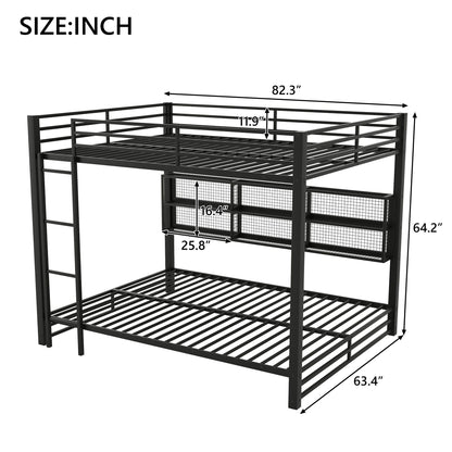 Queen Over Queen Bunk Bed With Storage Cabinets And LED Sturdy Frame, 6 Storage Units, Adjustable LED Lights - Black - The Sleep Loft - Online Mattress Showroom NYC