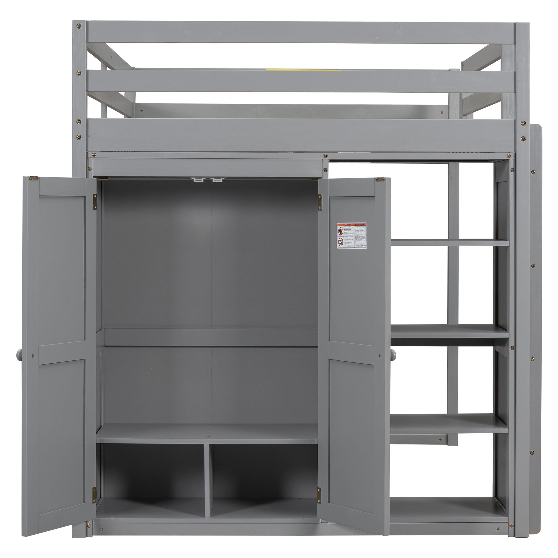 Loft Bed With Built In Wardrobe, Storage Shelves, And LED Light - The Sleep Loft - Online Mattress Showroom NYC