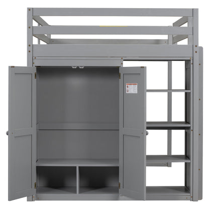 Loft Bed With Built In Wardrobe, Storage Shelves, And LED Light - The Sleep Loft - Online Mattress Showroom NYC