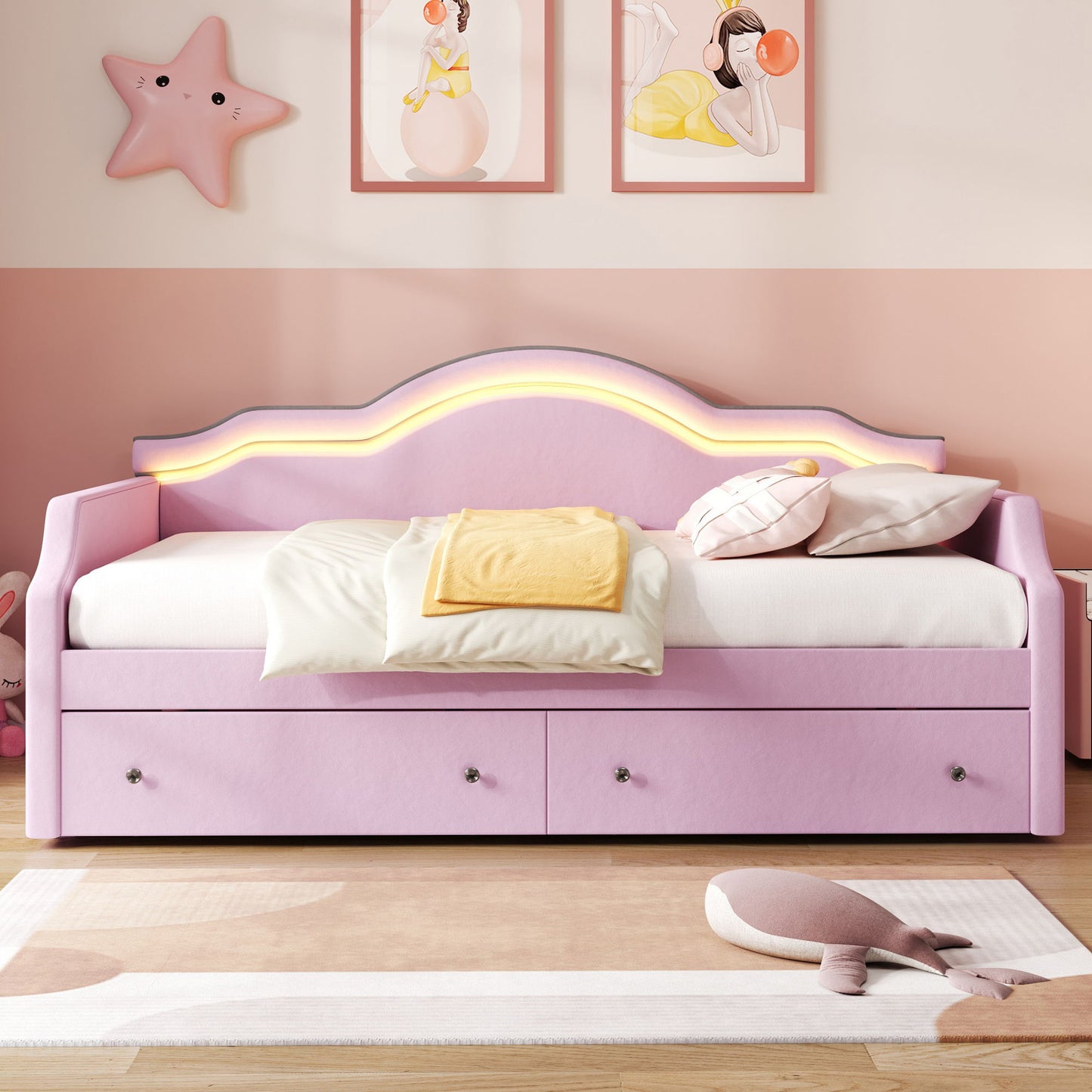 Upholstered Daybed With LED Lights And 2 Drawersme - The Sleep Loft - Online Mattress Showroom NYC