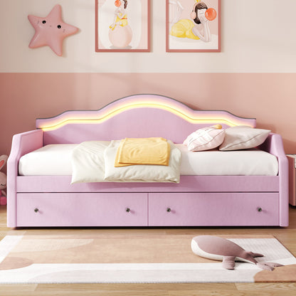 Upholstered Daybed With LED Lights And 2 Drawersme - The Sleep Loft - Online Mattress Showroom NYC