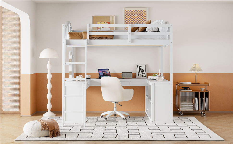 Loft Bed With Drawers, Cabinet, Shelves With Desk - The Sleep Loft - Online Mattress Showroom NYC