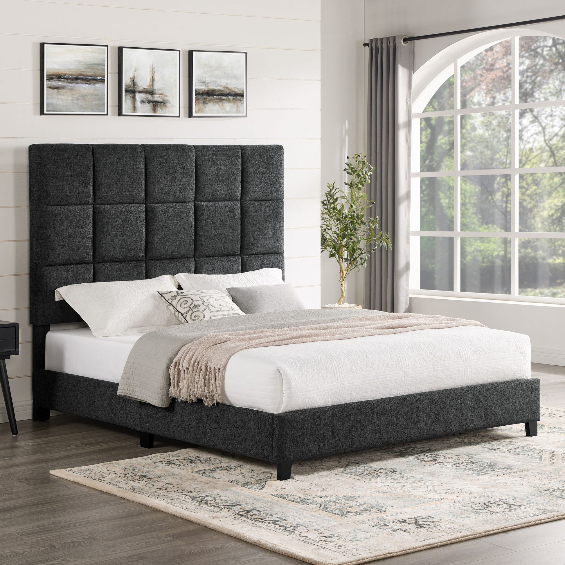 Squares Upholstered Platform Bed - The Sleep Loft - Online Mattress Showroom NYC