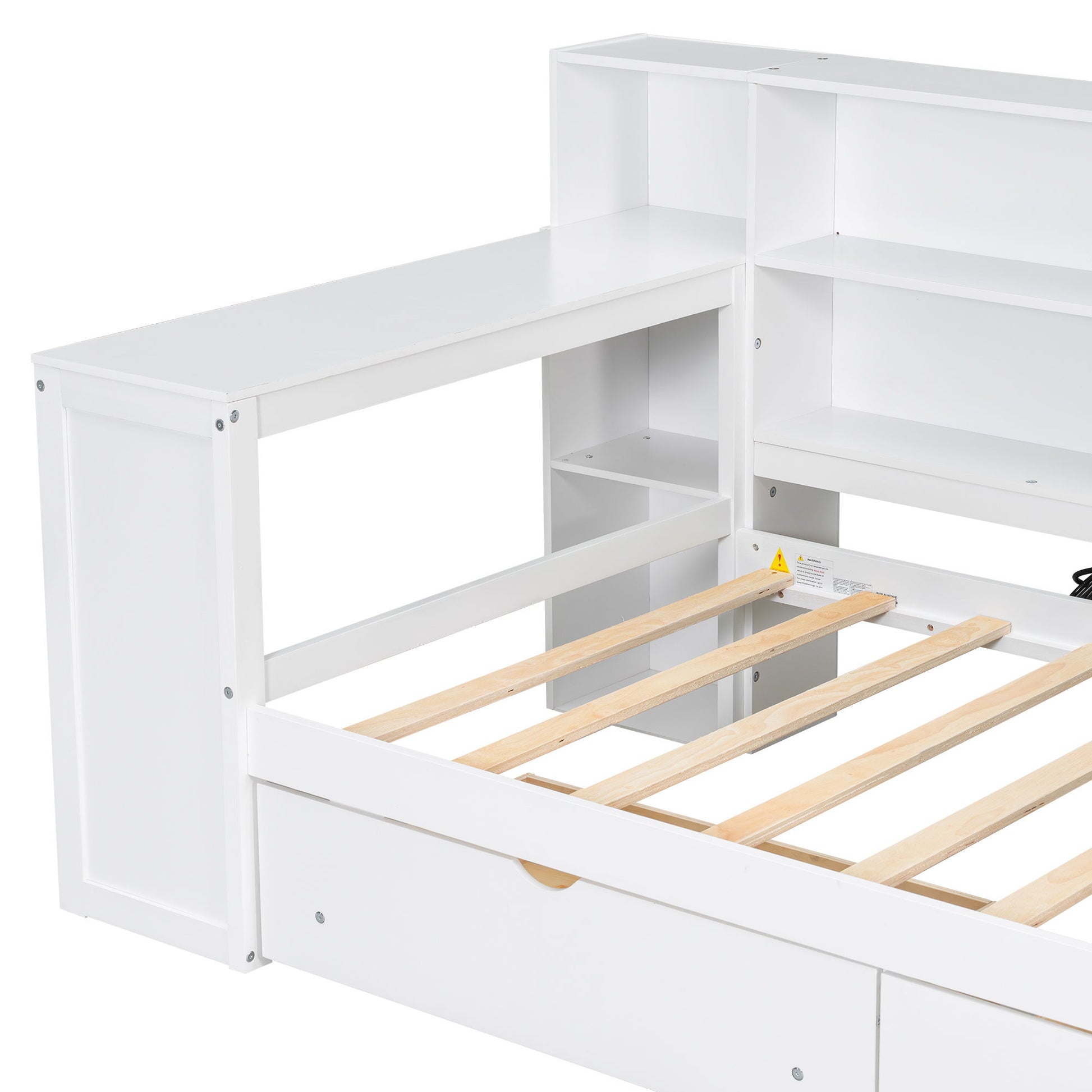 Platform Bed With Upholstered Headboard, Storage Shelves, Drawers, Charging Station, LED Lighting, Built In Desk - The Sleep Loft - Online Mattress Showroom NYC
