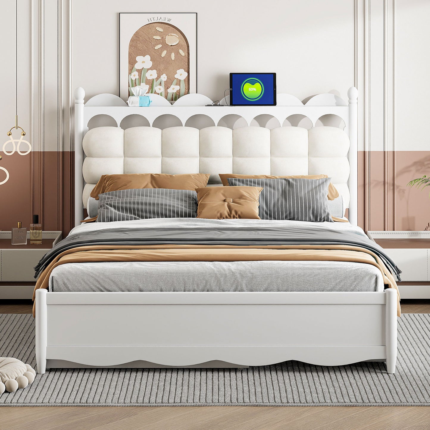 Storage Platform Bed, With 2 Big Drawers, Trundle, One Set Of Sockets & USB Ports - The Sleep Loft - Online Mattress Showroom NYC