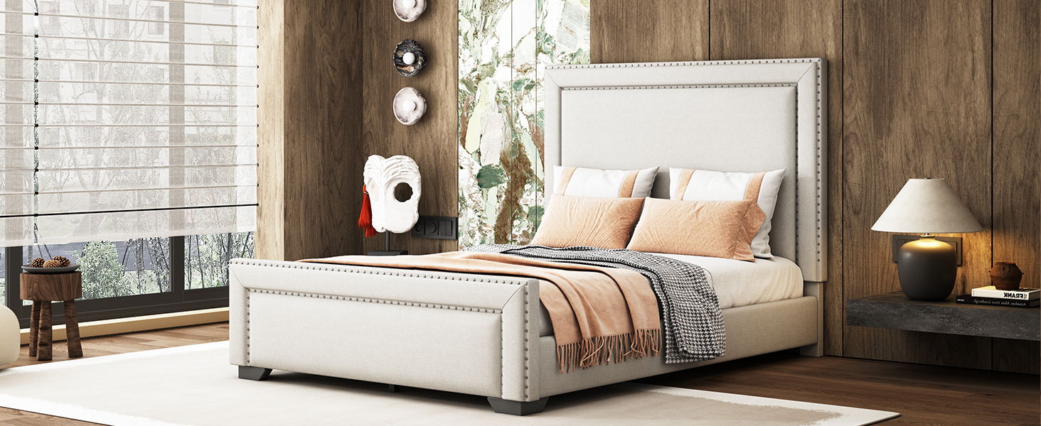 Upholstered Bed With Slats Support, No Box Spring Needed - The Sleep Loft - Online Mattress Showroom NYC