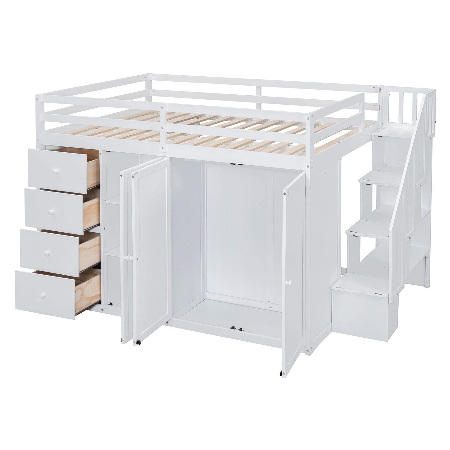 Loft Bed With Built In Wardrobes, Cabinets And Drawers - The Sleep Loft - Online Mattress Showroom NYC