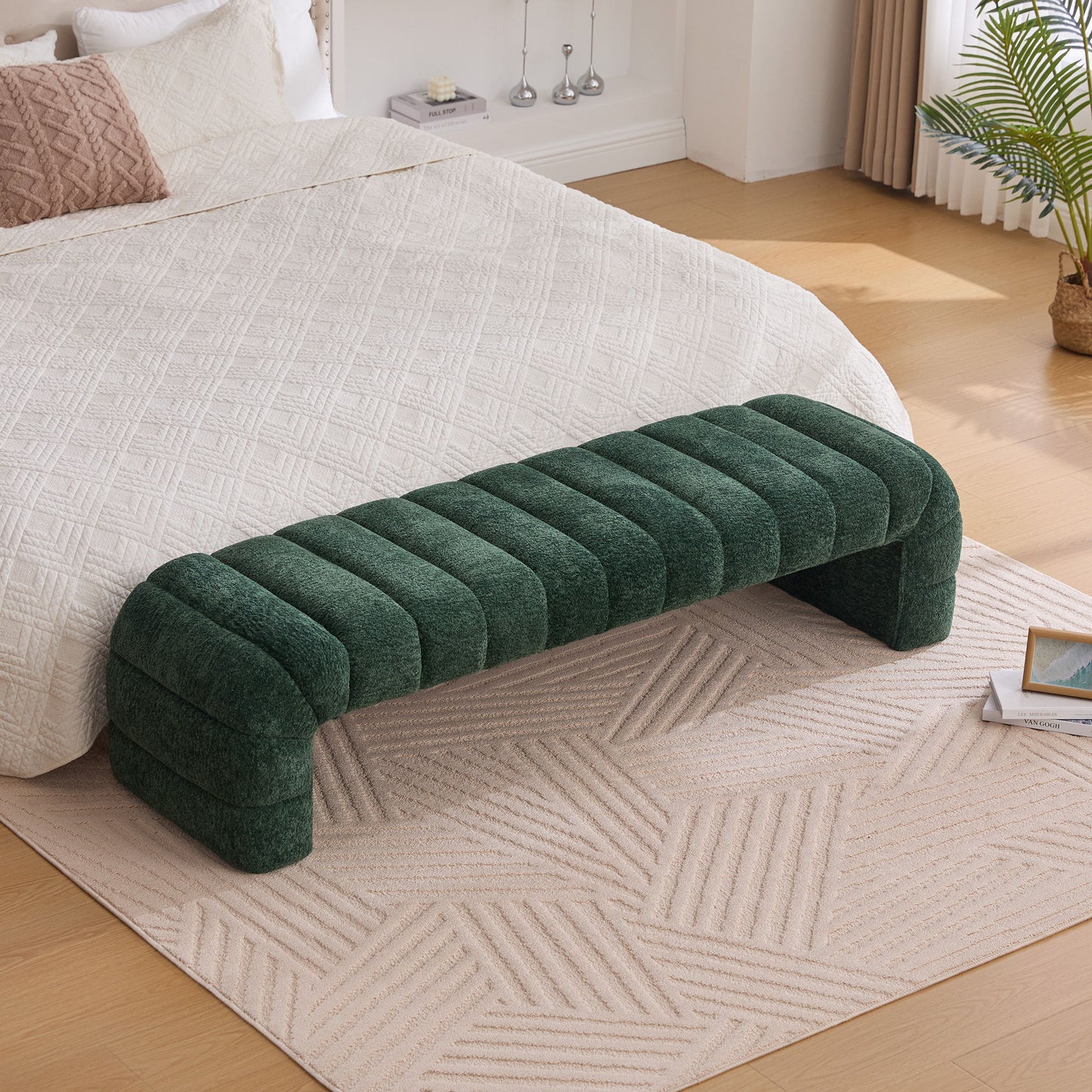 Modern Upholstered Armless Bed Bench With Channel Tufted Design - The Sleep Loft - Online Mattress Showroom NYC