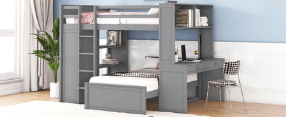 Loft Bed With A Twin Size Standalone Bed, Shelves, Desk, And Wardrobe - The Sleep Loft - Online Mattress Showroom NYC