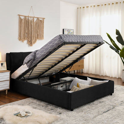 Storage Upholstered Hydraulic Platform Bed With Integrated Headboard - The Sleep Loft - Online Mattress Showroom NYC