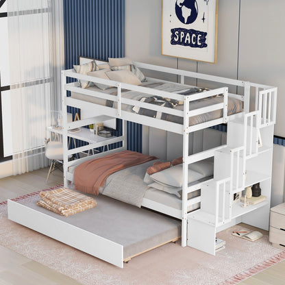 Twin Over Twin Bunk Beds With Twin Trundle And Stairway Storage Function - The Sleep Loft - Online Mattress Showroom NYC