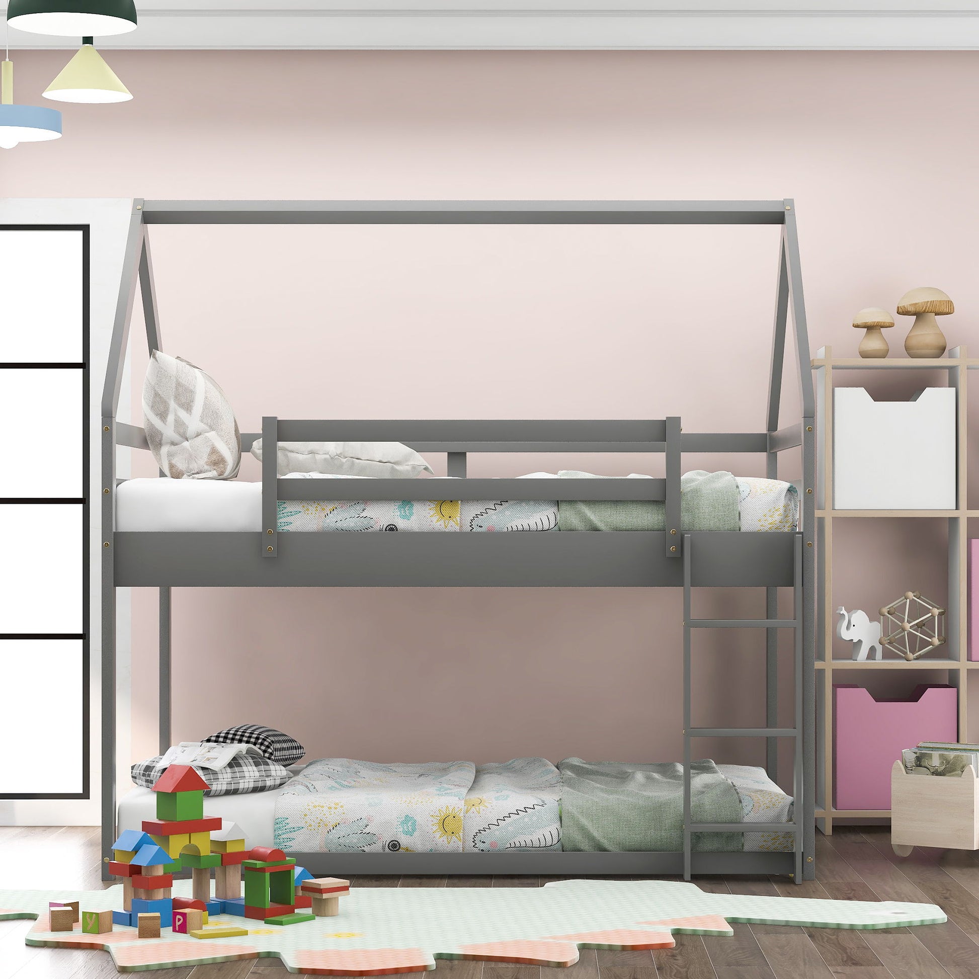 Low Bunk Bed With House Shaped Frame And Ladder - The Sleep Loft - Online Mattress Showroom NYC
