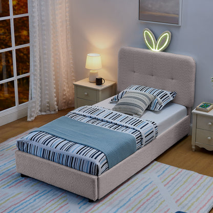 Upholstered Bed With Oversized Rabbit Ear Headboard, LED Lights & 4 Storage Drawers - The Sleep Loft - Online Mattress Showroom NYC
