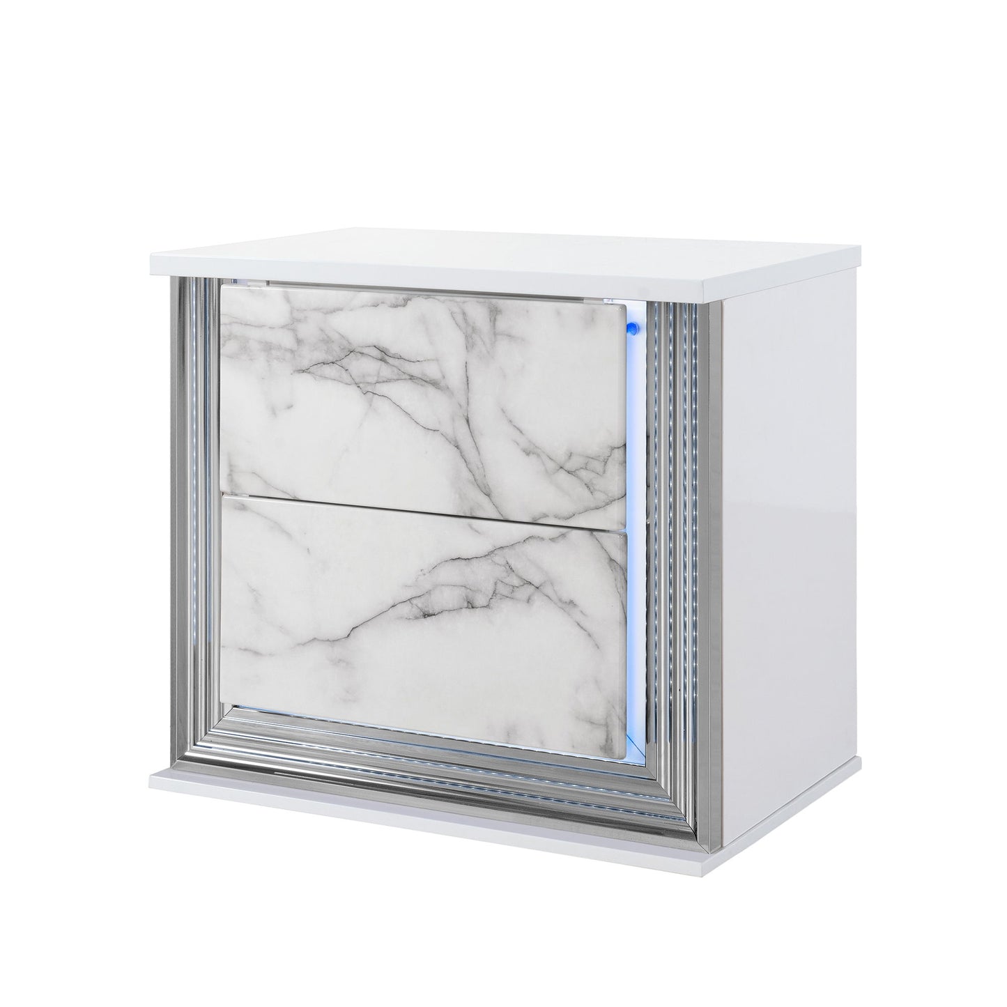 Moon - Marble Nightstand With LED - White - The Sleep Loft - Online Mattress Showroom NYC