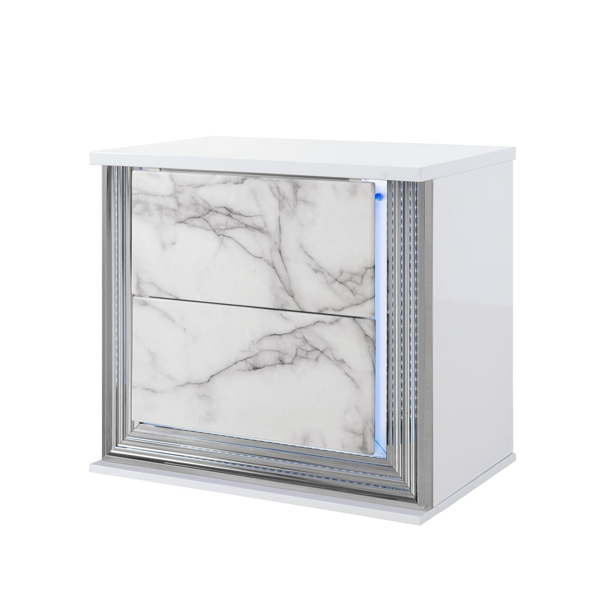 Moon - Marble Nightstand With LED - White - The Sleep Loft - Online Mattress Showroom NYC