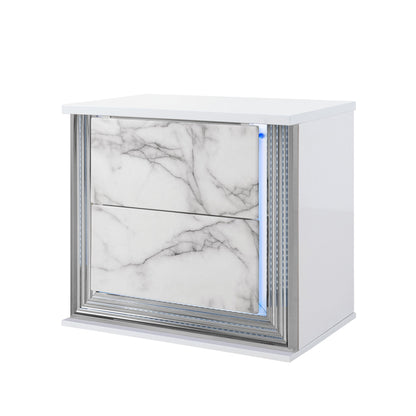 Moon - Marble Nightstand With LED - White - The Sleep Loft - Online Mattress Showroom NYC