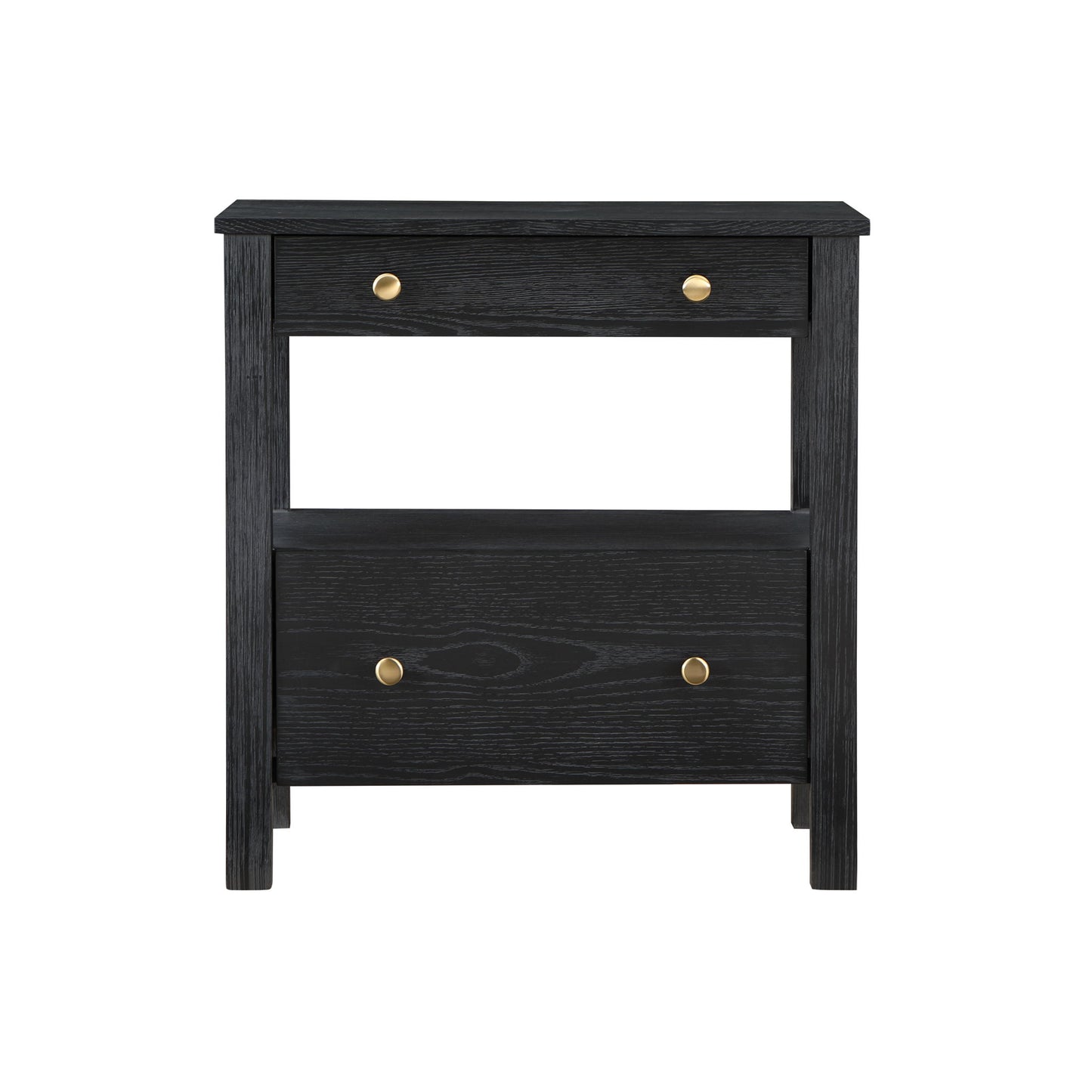 Danielle - 2 Drawer Nightstand With Knobs - Black - The Sleep Loft - Online Mattress Showroom NYC