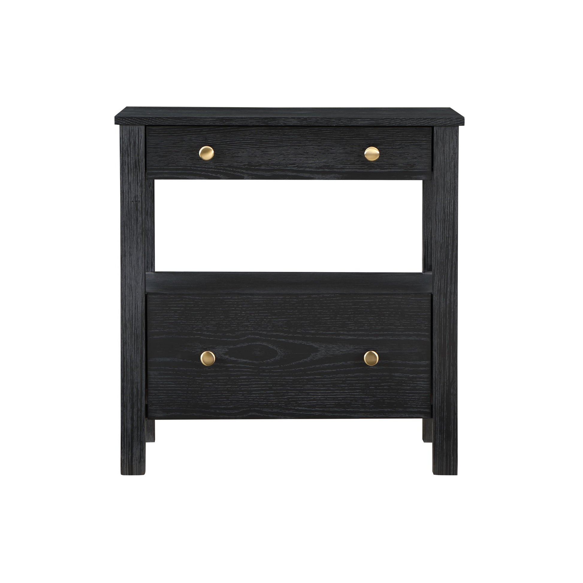 Danielle - 2 Drawer Nightstand With Knobs - Black - The Sleep Loft - Online Mattress Showroom NYC