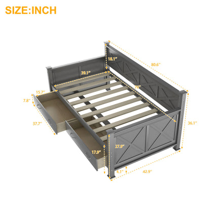 Modern Daybed With 2 Large Drawers, X Shaped Frame - The Sleep Loft - Online Mattress Showroom NYC
