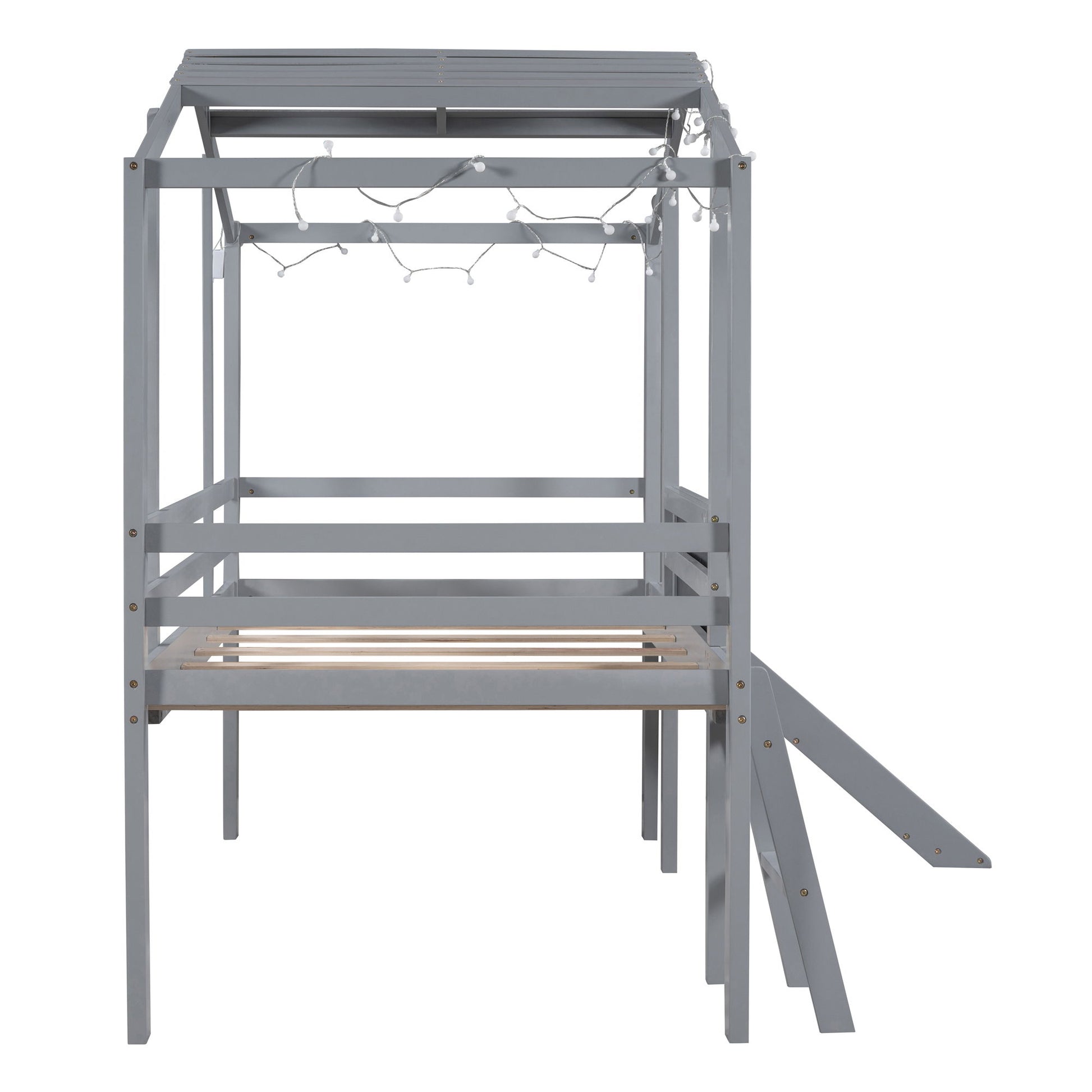 Loft House Bed With Ladder And Slide, With board And Light Strip On The Roof - The Sleep Loft - Online Mattress Showroom NYC