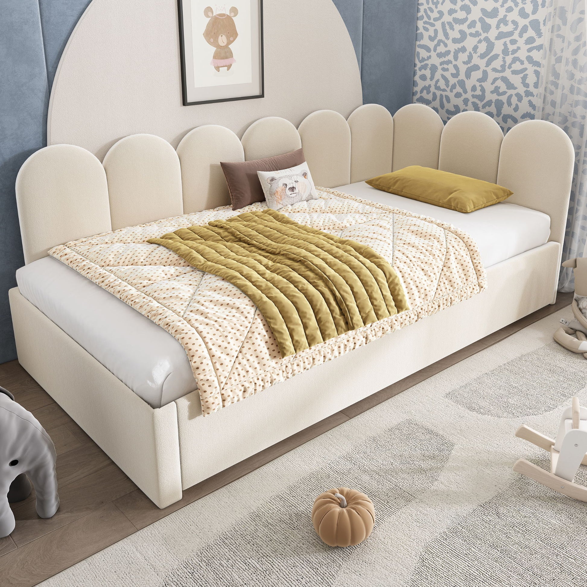 Upholstered Daybed With Metal Slatted Base - The Sleep Loft - Online Mattress Showroom NYC