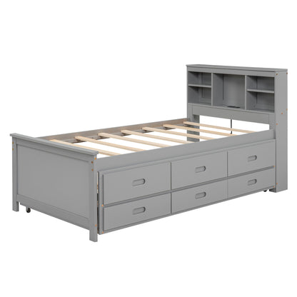 Platform Bed With Storage Headboard, USB, Trundle And 3 Drawers - The Sleep Loft - Online Mattress Showroom NYC