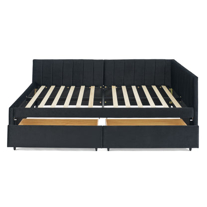 Upholstered Tufted Daybed Frame With Storage Drawers - The Sleep Loft - Online Mattress Showroom NYC