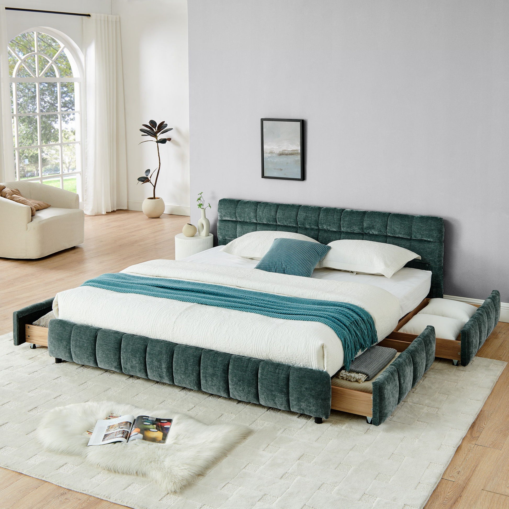 Modern Platform Bed Frame With Thick Fabric - The Sleep Loft - Online Mattress Showroom NYC