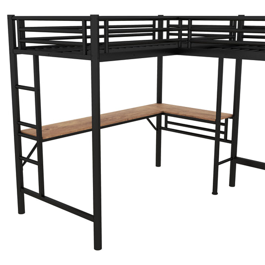 Twin Loft Bed With 2 Built In Desks, Mission Style - Black - The Sleep Loft - Online Mattress Showroom NYC