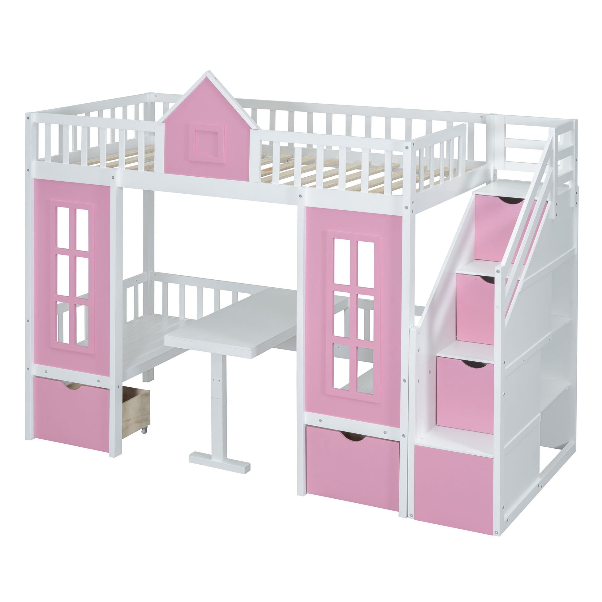 Twin Over Twin Bunk Bed With Changeable Table, Bunk Bed Turn Into Upper Bed And Down Desk - The Sleep Loft - Online Mattress Showroom NYC