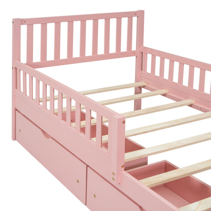 Platform Bed With Guardrails On Both Sides And 2 Storage Drawers - The Sleep Loft - Online Mattress Showroom NYC