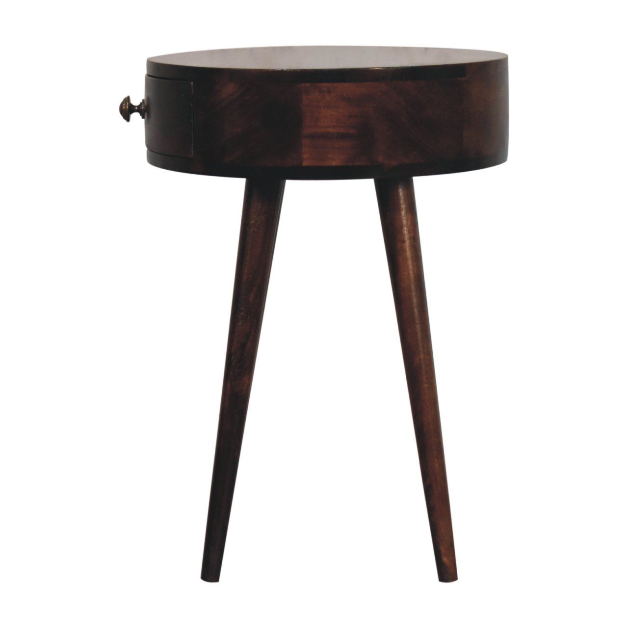 Circular Shaped Bedside Table - Walnut - The Sleep Loft - Online Mattress Showroom NYC