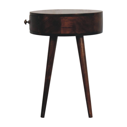 Circular Shaped Bedside Table - Walnut - The Sleep Loft - Online Mattress Showroom NYC