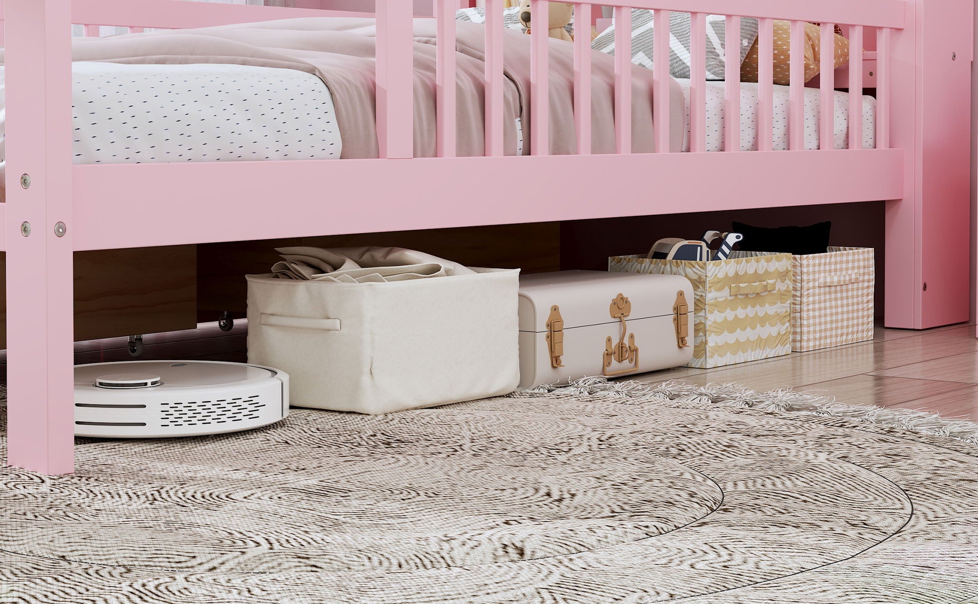 Bed With Headboard Storage Rack, 2 Under Bed Drawers, 3 Side Guardrails For Safety - The Sleep Loft - Online Mattress Showroom NYC