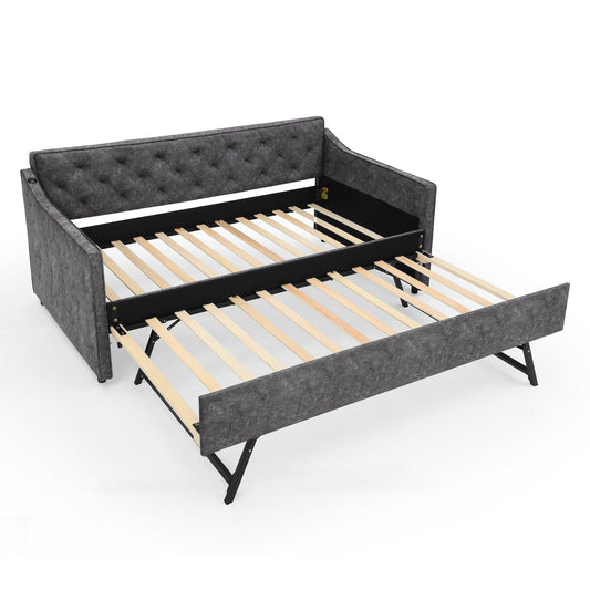 Daybed With Pop Up Trundle And USB Charging Armrest - The Sleep Loft - Online Mattress Showroom NYC