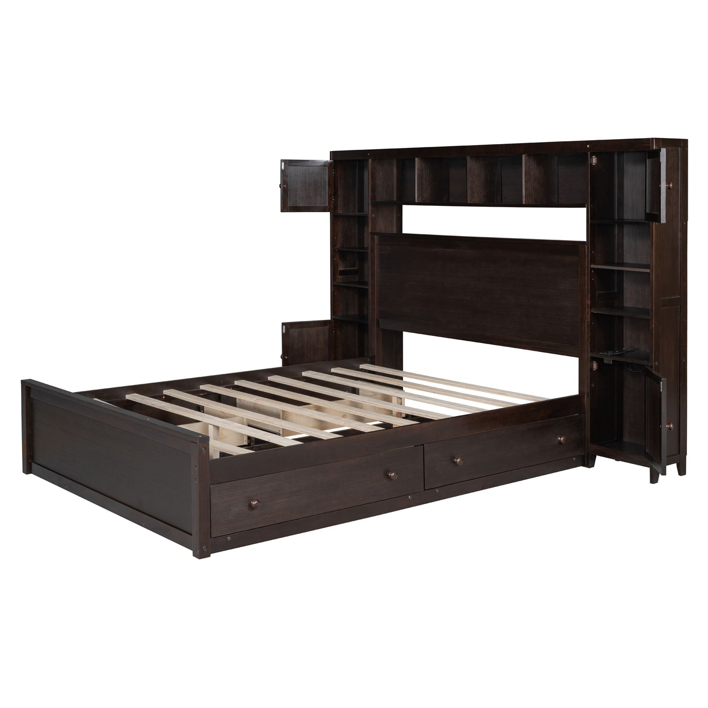Bed With All In One Cabinet, Shelf And Sockets - The Sleep Loft - Online Mattress Showroom NYC