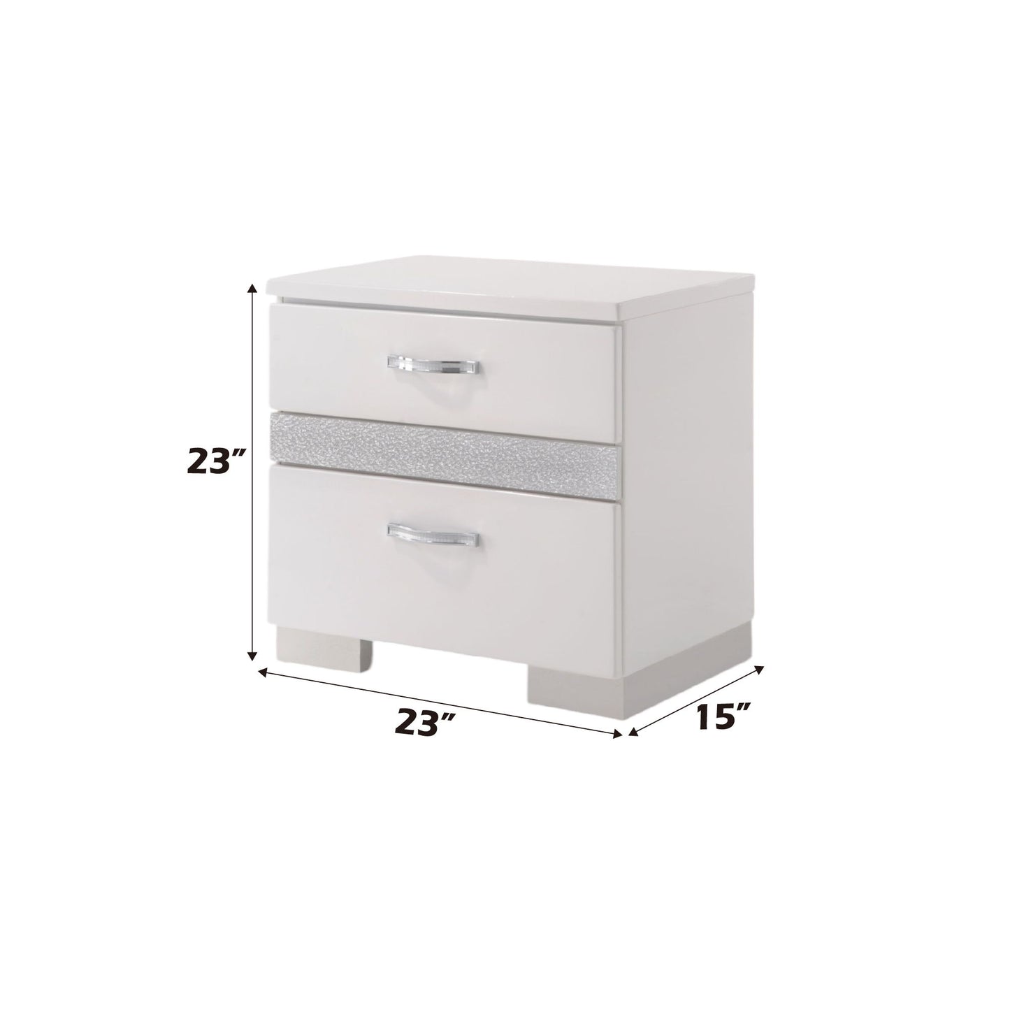 Naima II - High Gloss Nightstand - White - The Sleep Loft - Online Mattress Showroom NYC