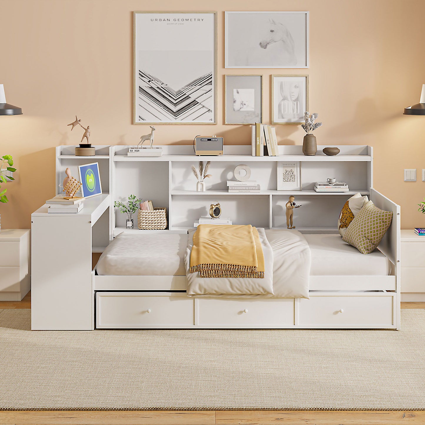 Daybed With 3 Drawers USB Ports And Desk - The Sleep Loft - Online Mattress Showroom NYC