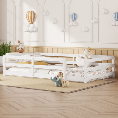 Twin Size Montessori Floor Bed With Fence - White - The Sleep Loft - Online Mattress Showroom NYC