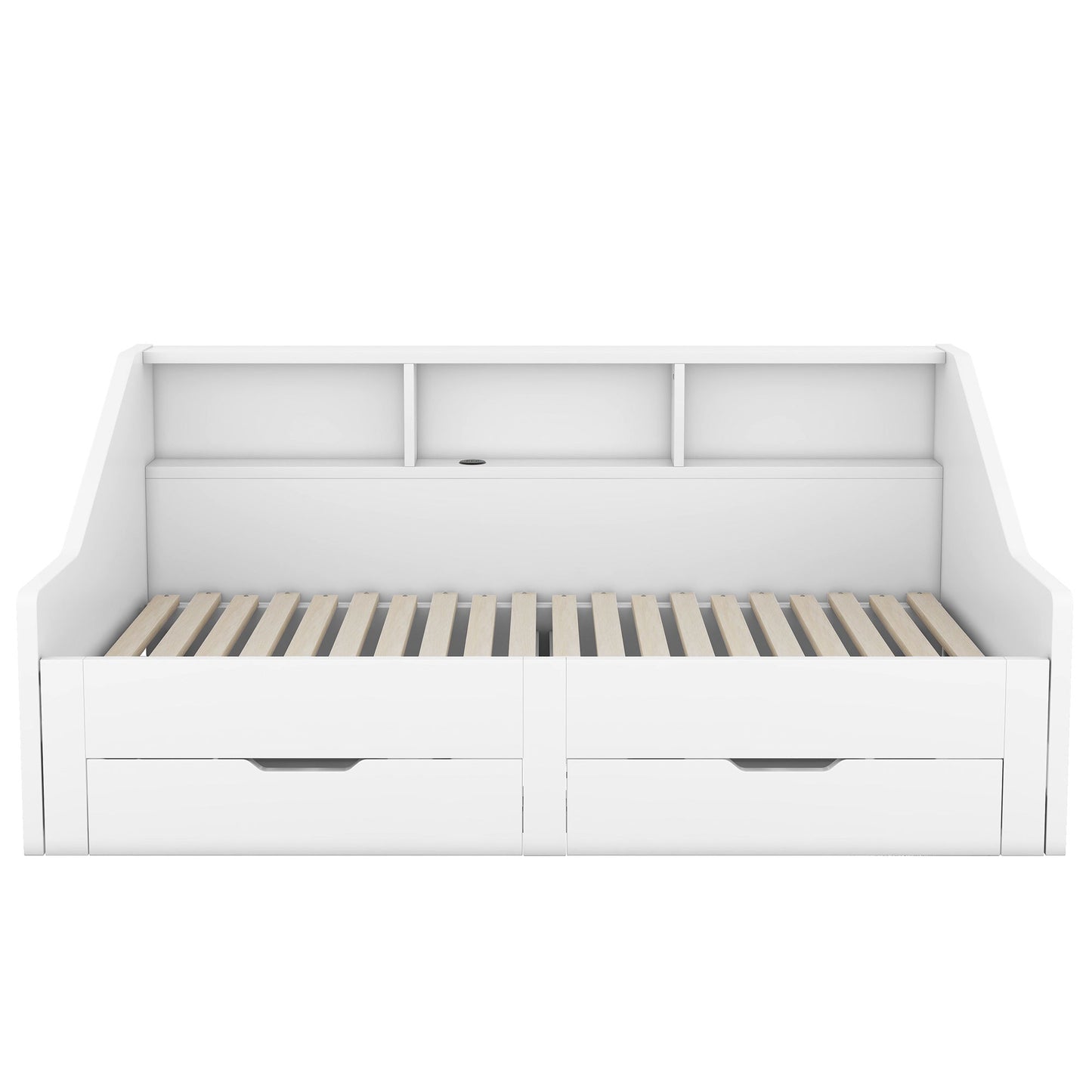 Daybed Frame With Storage Bookcases, 2 Drawers, Charging Station - The Sleep Loft - Online Mattress Showroom NYC