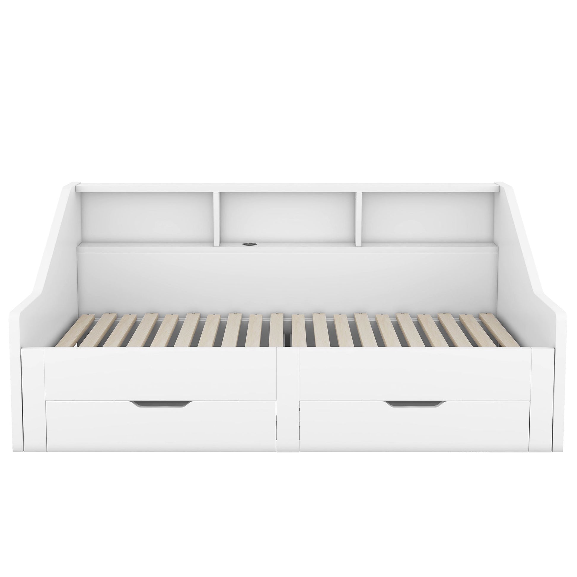 Daybed Frame With Storage Bookcases, 2 Drawers, Charging Station - The Sleep Loft - Online Mattress Showroom NYC