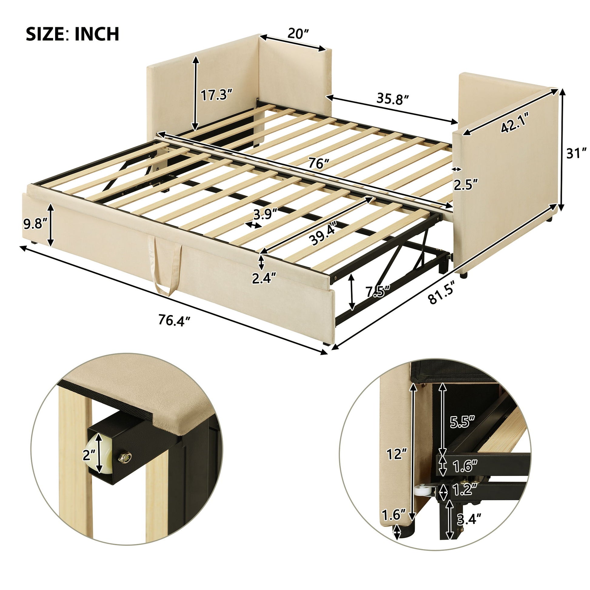 Twin Size Upholstered Daybed With Pop Up Trundle - The Sleep Loft - Online Mattress Showroom NYC