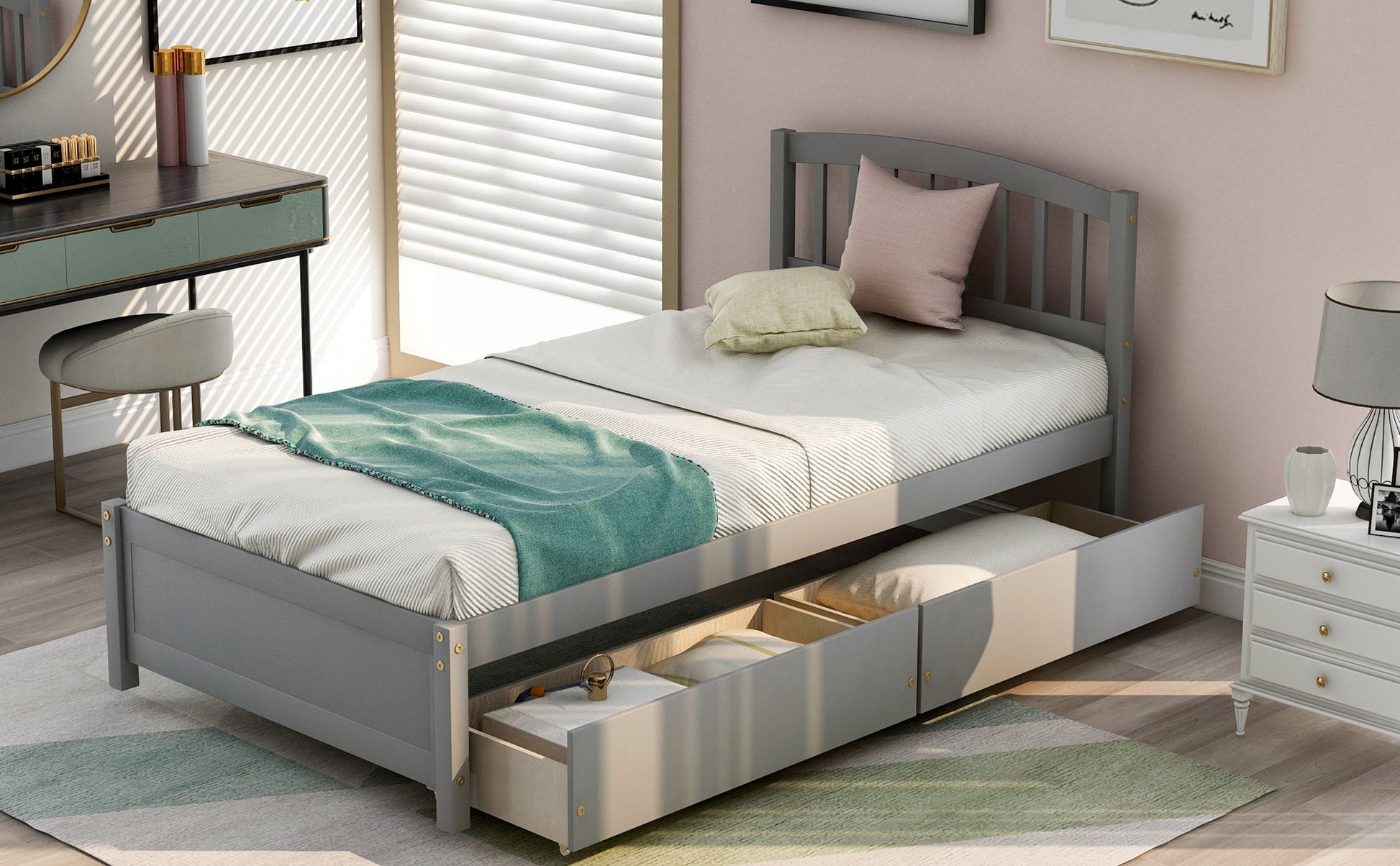 Platform Storage Bed Wood Bed Frame With Two Drawers And Headboard - The Sleep Loft - Online Mattress Showroom NYC