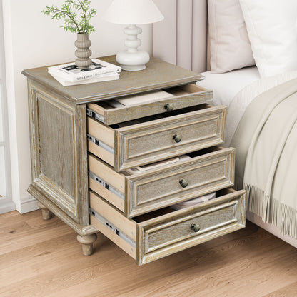 Farmhouse Nightstand With 4 Drawers