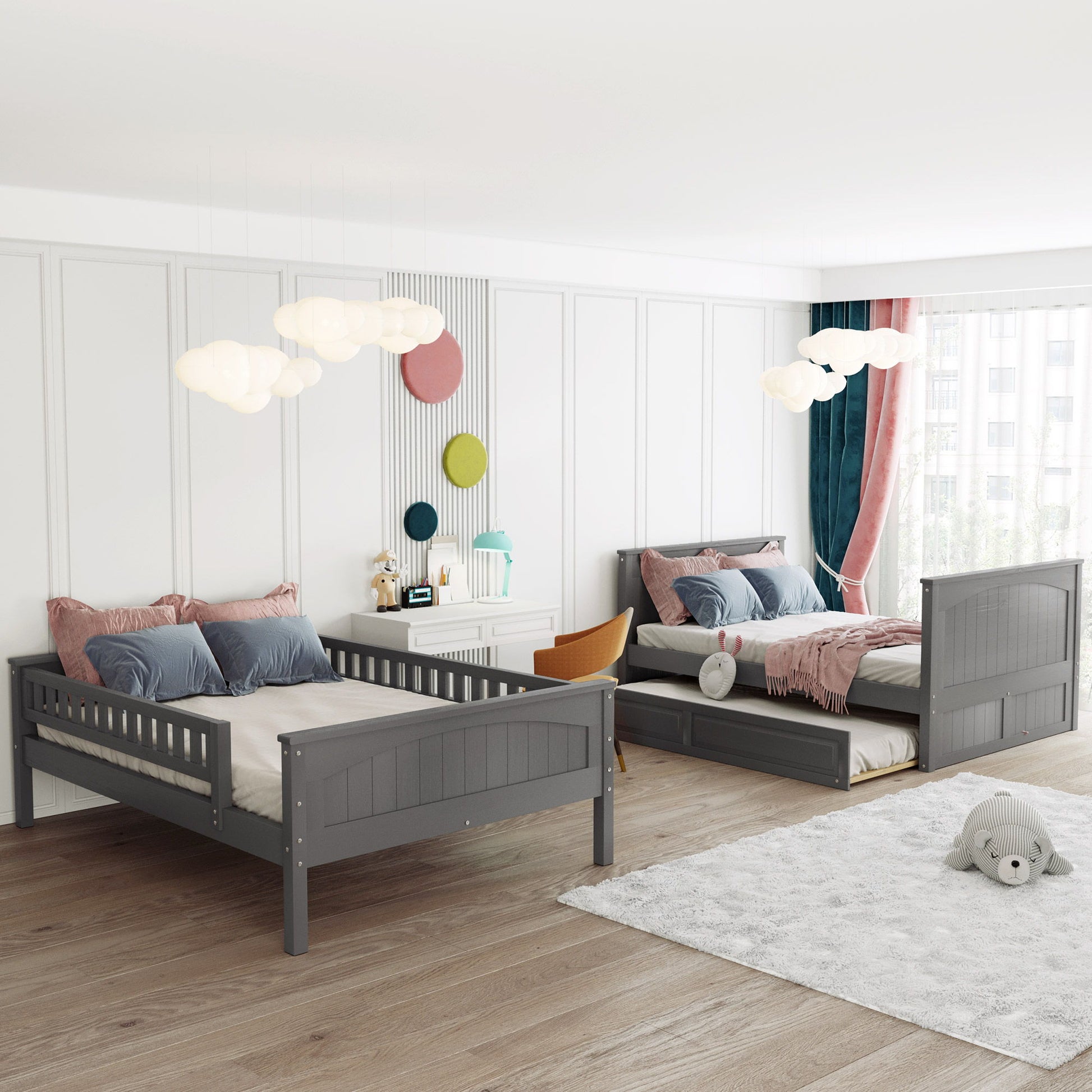 Bunk Bed With Twin Size Trundle, Guardrails - The Sleep Loft - Online Mattress Showroom NYC