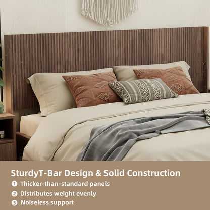 Modern Wide Wall Mounted Fluted Panel Headboard - The Sleep Loft - Online Mattress Showroom NYC